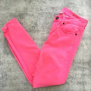 J. Crew Ankle Toothpick Jeans, Bright Pink, Size 26